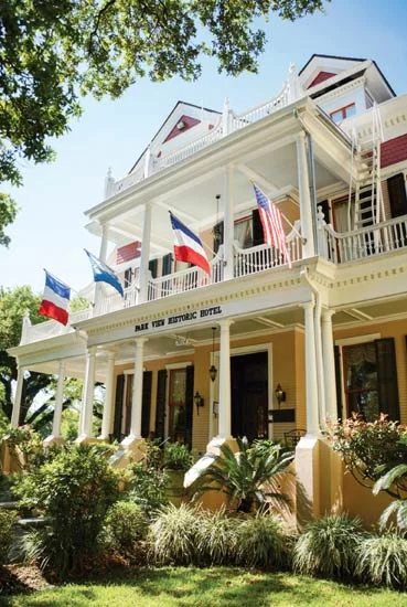 a street view photo of the park view historic hotel, a classic design hotel in new orleans