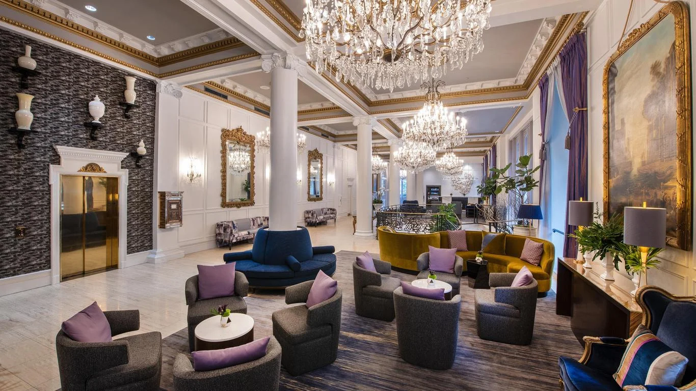 an image of the lobby space of the le pavillon hotel in new orleans