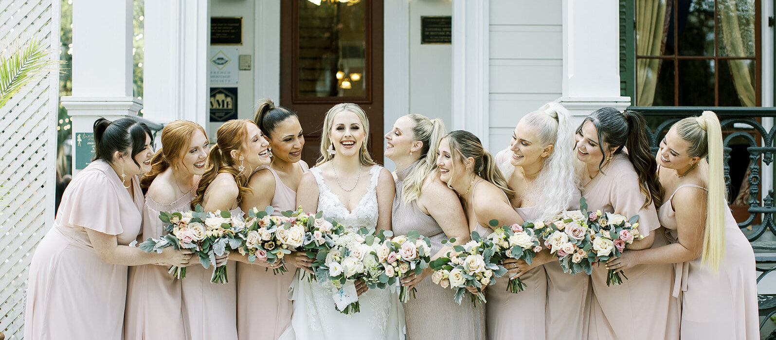 New Orleans Bridesmaids holding flowers